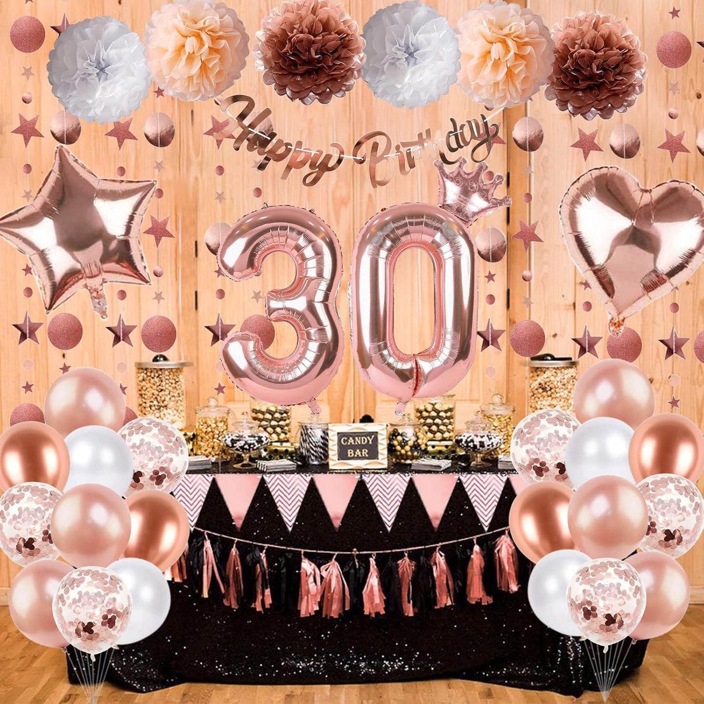 Regine Switzerland 30th Birthday Decorations - Rose Gold Foil Balloons & Banner | Perfect for 30-Year-Old Celebration