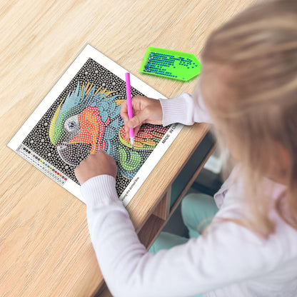 UiSdfuy Diamond Art Kits for Kids, Arts & Crafts Ages 8-12,Diamond Art for Boys Girls,Gem Art 4 Pack Diamond Painting 6"x 6" - Lion Owl Leopard Parrot