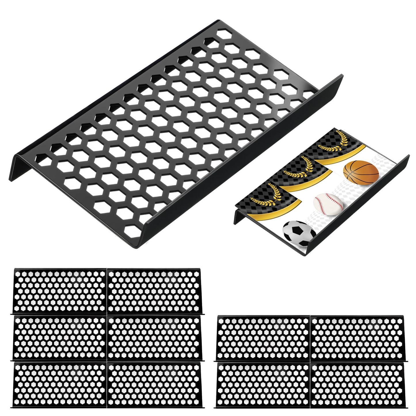 Yalikop 10 Pcs Trading Card Risers for Display Case Acrylic Modular Display Risers for Cardshow Vendor Sport Card Board Game (Honeycomb)