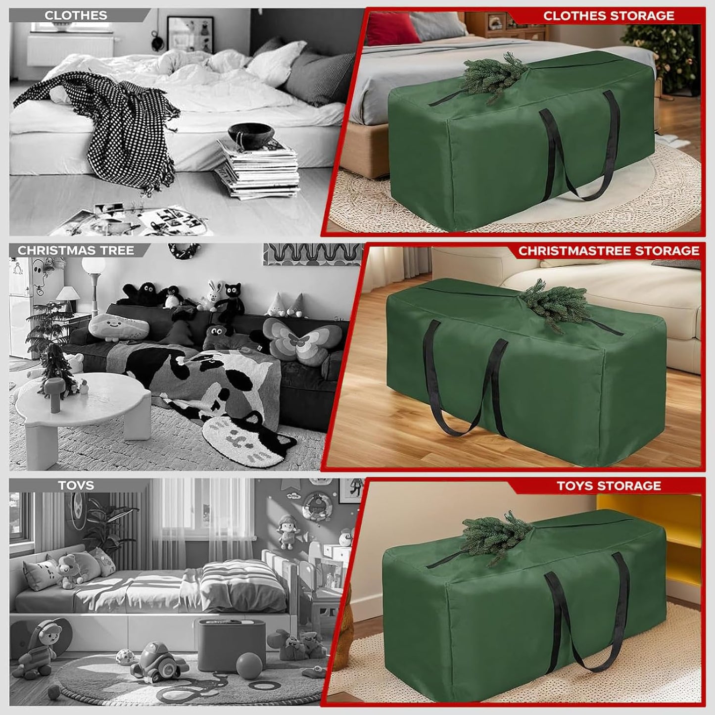 Skiennix Extra Large Christmas Tree Storage Bag - Waterproof & Heavy-Duty | Fits 9-12 Ft Trees, 68" L x 20" H x 30" W
