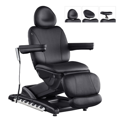 Dir Full Electrical 4 Motor Facial Beauty Bed - Doctor, Tattoo, Medical Podiatry Chair - Spa Aesthetic Chair with Thermal Heated Seats Apollo, Black