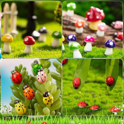 Tuanse 248 Pcs Garden Miniature Accessories, Garden Kit, Animals, Resin Miniature Figurines House Accessories Micro Landscape Ornaments for DIY Kit Plant Decoration House Decor