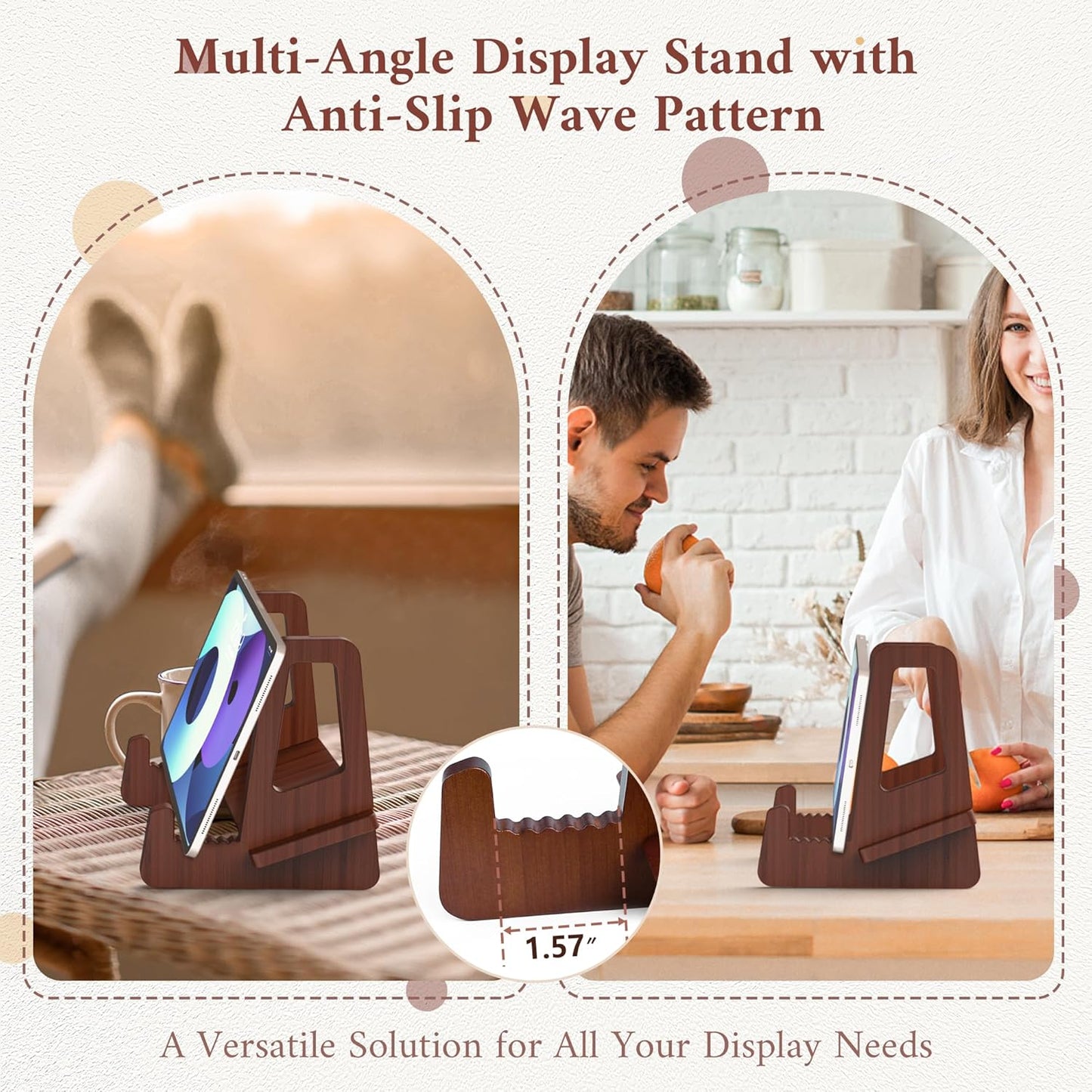 Teamkio 6.5 Inch Plate Stand for Display, Anti-Slip Bamboo Frame Holder for Large Bowls, Platters, and Dishes