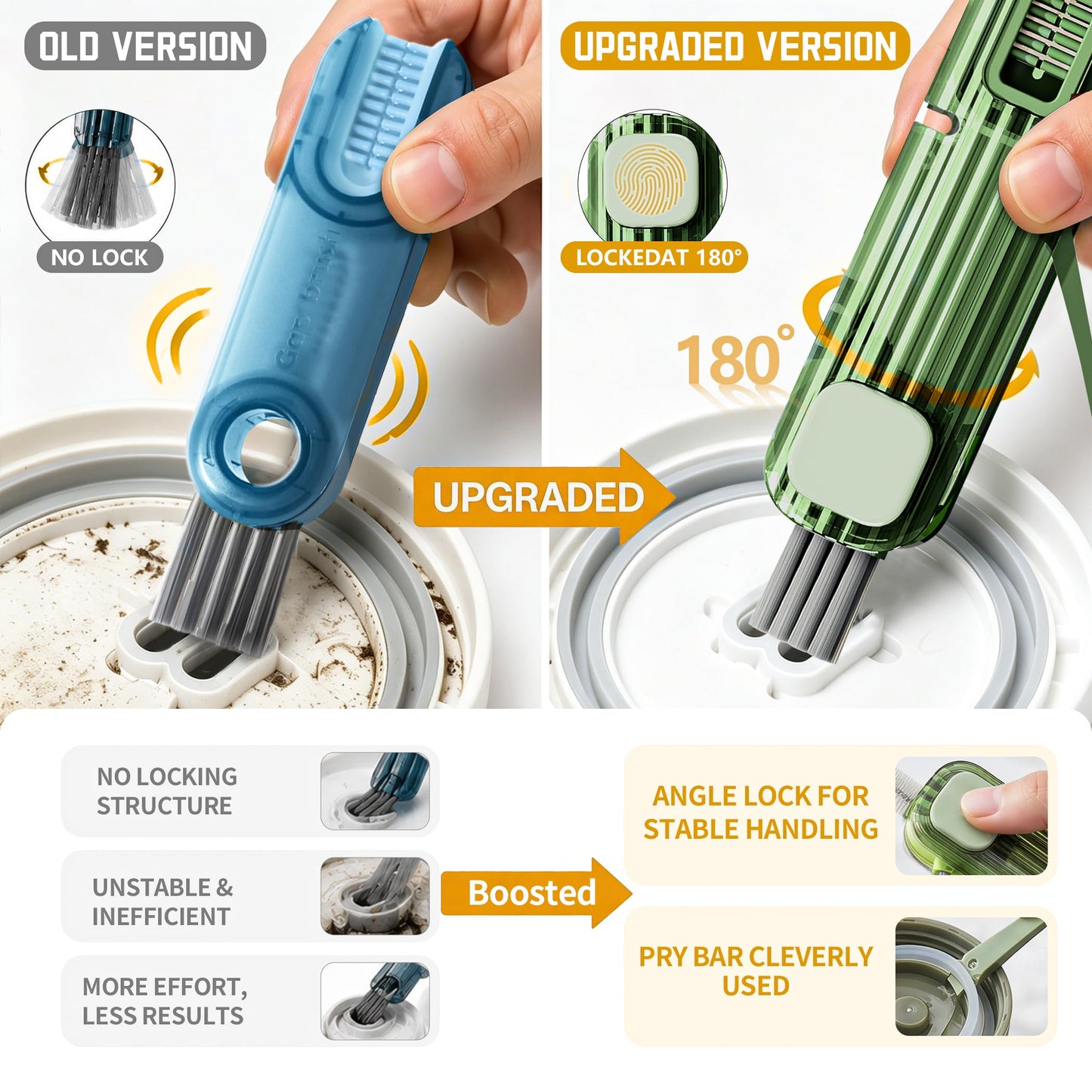 2Pcs 4 in 1 Cup Lid Gap Cleaning Brush Set,Multifunctional Crevice Cleaning Brush for Bottle,Multipurpose Bottle Cleaner with Compact Design Tiny Silicone Cup Holder Cleaner Tool,Kitchen Gadgets