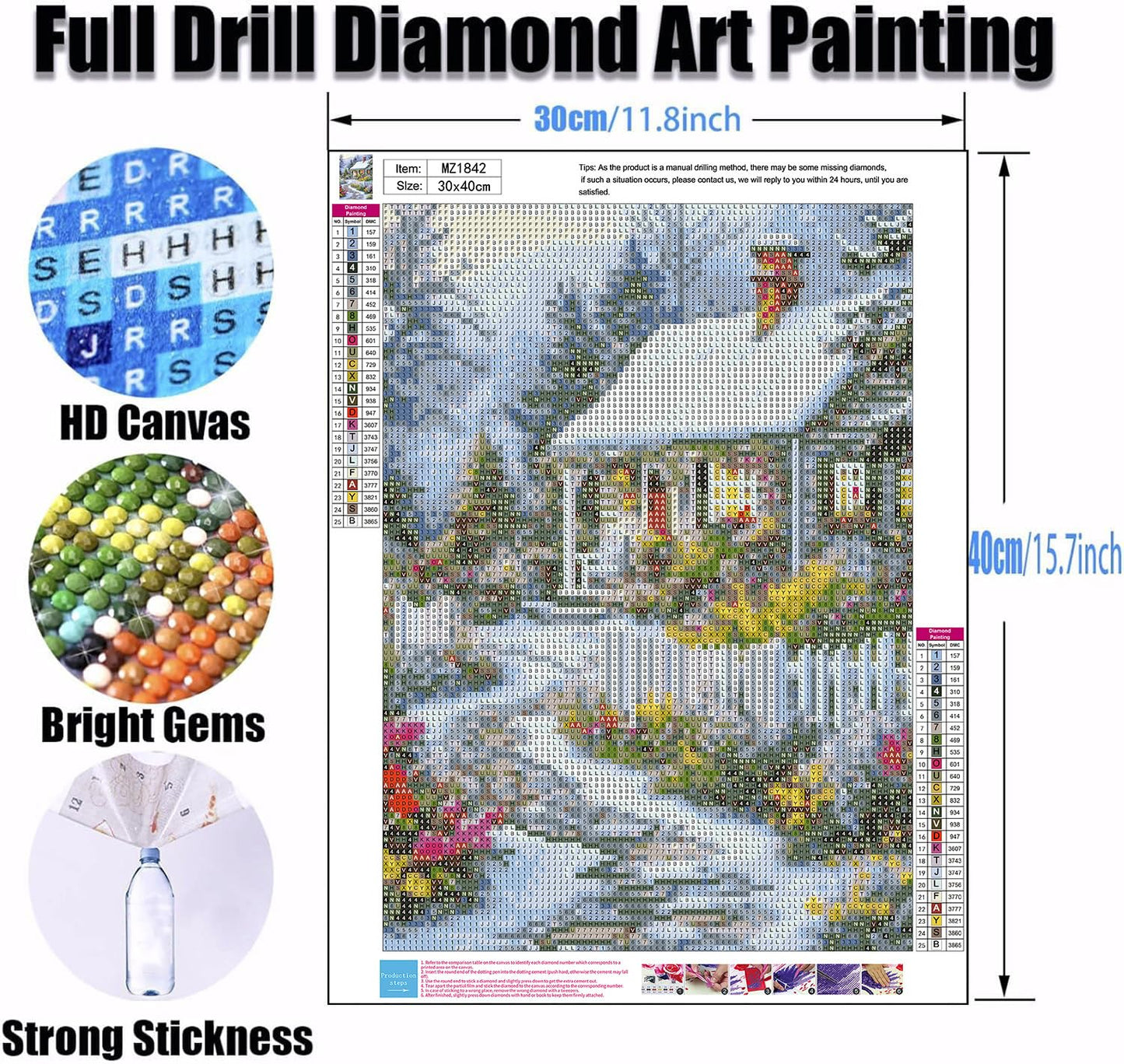 Ekuxom 3 Pack Diamond Painting Kit for Adults-Landscape Diamond Art Kits for Adults-5D DIY Full Round Drill Diamonds Gem Art Set for Home Wall Decor 12x16inch