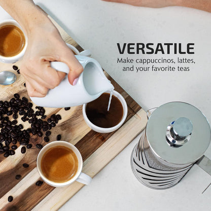 OVENTE French Press Coffee Maker, 12 Ounce, 4 Level Stainless Steel Filter, Heat Resistant Glass
