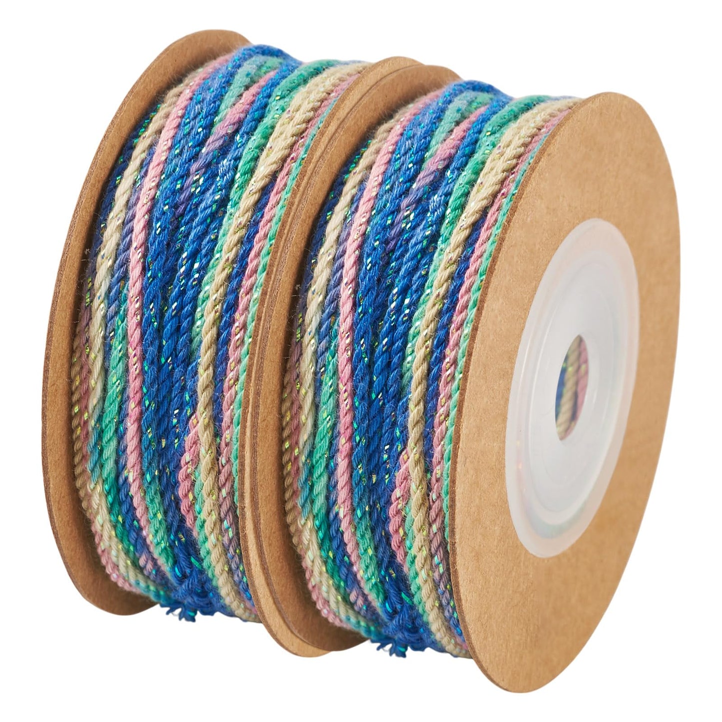 KISSITTY 2 Roll 164 Feet Cotton Twine String 1.2 mm Bakers Twine Packing Rope Cords for Crafts Jewelry Making Bracelets Necklace Gift Wrapping Gardening Weave Braid Hanging Gradient Blue