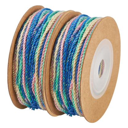 KISSITTY 2 Roll 164 Feet Cotton Twine String 1.2 mm Bakers Twine Packing Rope Cords for Crafts Jewelry Making Bracelets Necklace Gift Wrapping Gardening Weave Braid Hanging Gradient Blue