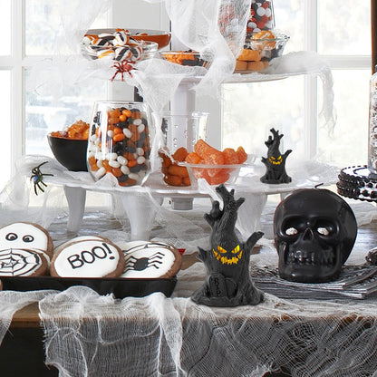Lifnatty Halloween Tree Lights Decorations 2 Pack – Haunted Tree with Glowing Eyes, Battery Operated Halloween Tabletop Decorations for Home, Mantel, Party & Indoor Haunted House Decor