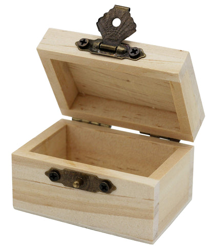 Creative Hobbies 12-Pack Mini Wooden Treasure Boxes with Locking Clasp - Unfinished Wood Treasure Chest for Party Favors, DIY Projects, Home Decor, Props, 2.3 x 1.5 x 1.5 Inches