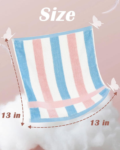 12 Pack 13 13 Inches, 3 Jacquotha Cotton Striped Washcloths, x Colors - Face and Body Cleansing Towels