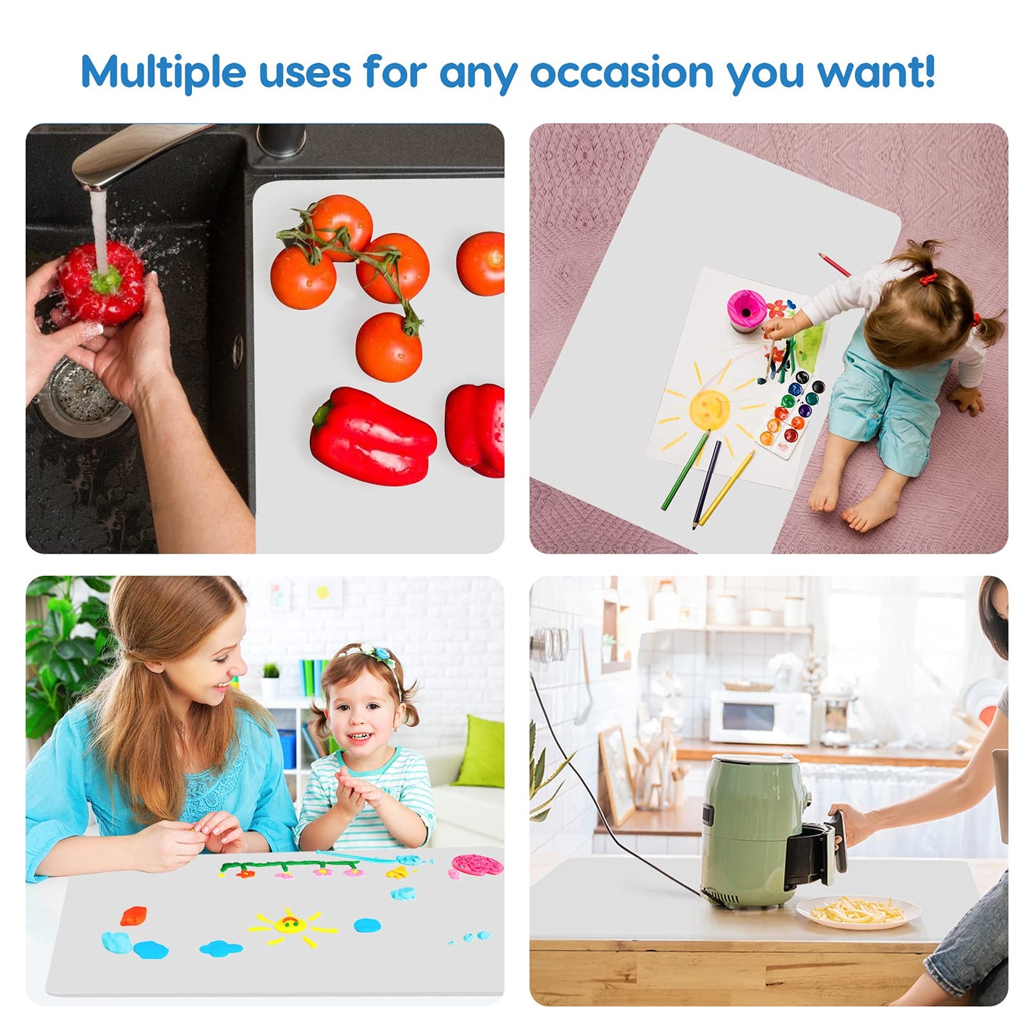 AECHY Extra Large Silicone Mat 35.3"x23.5"x0.08", Multipurpose Silicone Mat Thick Heat Resistant Mat Shipped Rolled Up Kitchen Counter Mat Nonslip Silicone Mats for Kitchen Counter Translucent