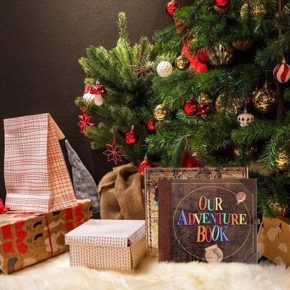 Our Adventure Book 146-Page DIY Handmade Scrapbook, Embossed Leather Cover - Ideal for Memories, Anniversary, Wedding, and Best Friend Gift - Inspired by the 'Up' Saga(Ball - Our Adventure Book)