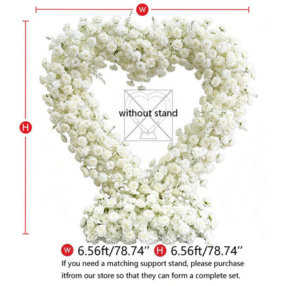 6.56×6.56ft Heart-Shaped Artificial Flower Arch Backdrop with Fabric Base, Floral Decor for Wedding Arch, Ideal for Birthday Banquets & Outdoor Party Scene Decoration (White, Arch Frame Not Included)