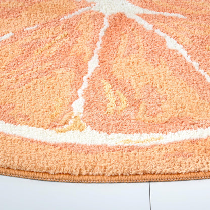 COUNTRY 34.7"x18.1" TOWN & PLAY Citrus Slice Orange Half Circle Shaped Bath Mat, Absorbent Tufted Floor Mat, Non-Slip