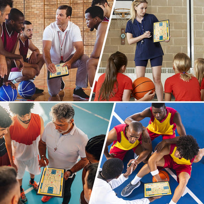 Foldable Basketball Coaching Board, Magnetic Tactics Clipboard with Dry Erase Marker and Magnetic Markers, Portable Lightweight Strategy Board for Coaches Training and Matches, Great Gift for Coach