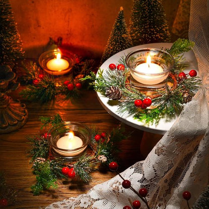 Dingion 12 Pcs Christmas Votive Candle Holder Set - Decorative Glass Tealight Holders for Holiday Table Decor