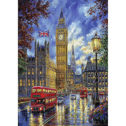 Lxmsja London Street Diamond Art Kits for Adults, Big Ben Diamond Painting Kits for Beginners, 5D DIY Full Drill Gem Art Crafts for Adults, Home Wall Decor 12x16 inch