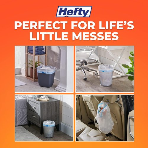 Hefty Small Trash Bags - Watermelon Scented | 4 Gallon, 52 Count for Odor Control