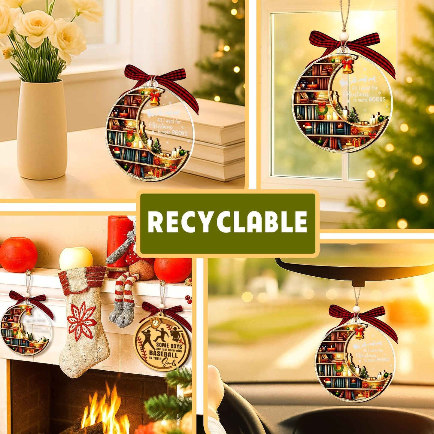 2025, 2025 Bookshelf Ornament, Book Ornaments for Christmas Tree Unique Book Christmas Ornaments Gifts for Boys, Girls