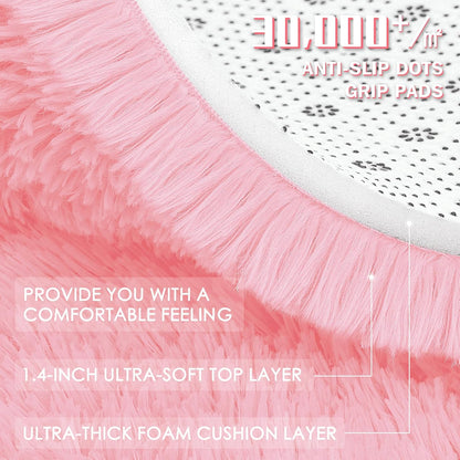 OLANLY Machine Washable 2x5 Runner Rug - Soft Fluffy Shaggy Carpet for Bedroom & Hallway | Pink Aesthetic Decor