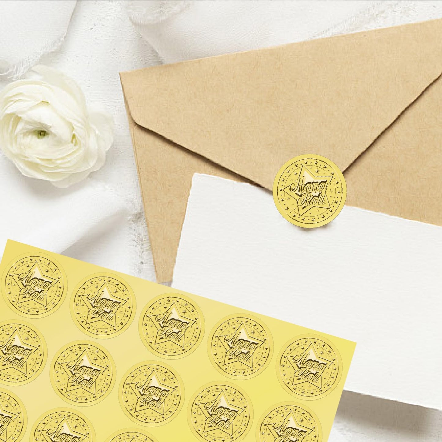 CRASPIRE 625Pcs Honor Roll Star Gold Certificates Stickers 1.5" Foil Embossed Self Adhesive Envelopes Seals Round Labels for Invitation Graduation Award Corporate Diplomas Wedding Gift Wrapping Decor