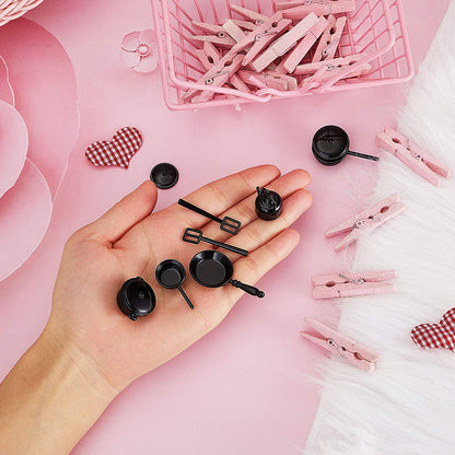 Sumind 20 Pcs Dollhouse Miniature Cooking Set Pots and Pans 1/12 Scale Miniature Metal Stovetop Cookware for Mini Kitchen, Dollhouse Decoration Accessories for Party Supplies