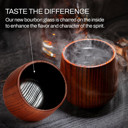 Oaksip The Original Charred Wooden Bourbon Drinking Glass | Charred Old Fashioned Glass | Bourbon Gifts for Men, Dad, or Brother | Whiskey Gifts