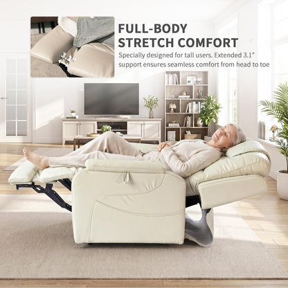 EONIX Triple Motor Lay Flat Power Lift Recliner Chair for Elderly with Massage, 400lbs Electirc Lift Chair for Living Room, Independent Adjustable Backrest Headrest, Extended Footrest, Cream White