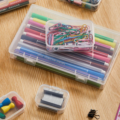 Goodma 24 Pieces Mixed Sizes Rectangular Empty Mini Clear Plastic Organizer Storage Box Containers with Hinged Lids for Small Items and Other Craft Projects