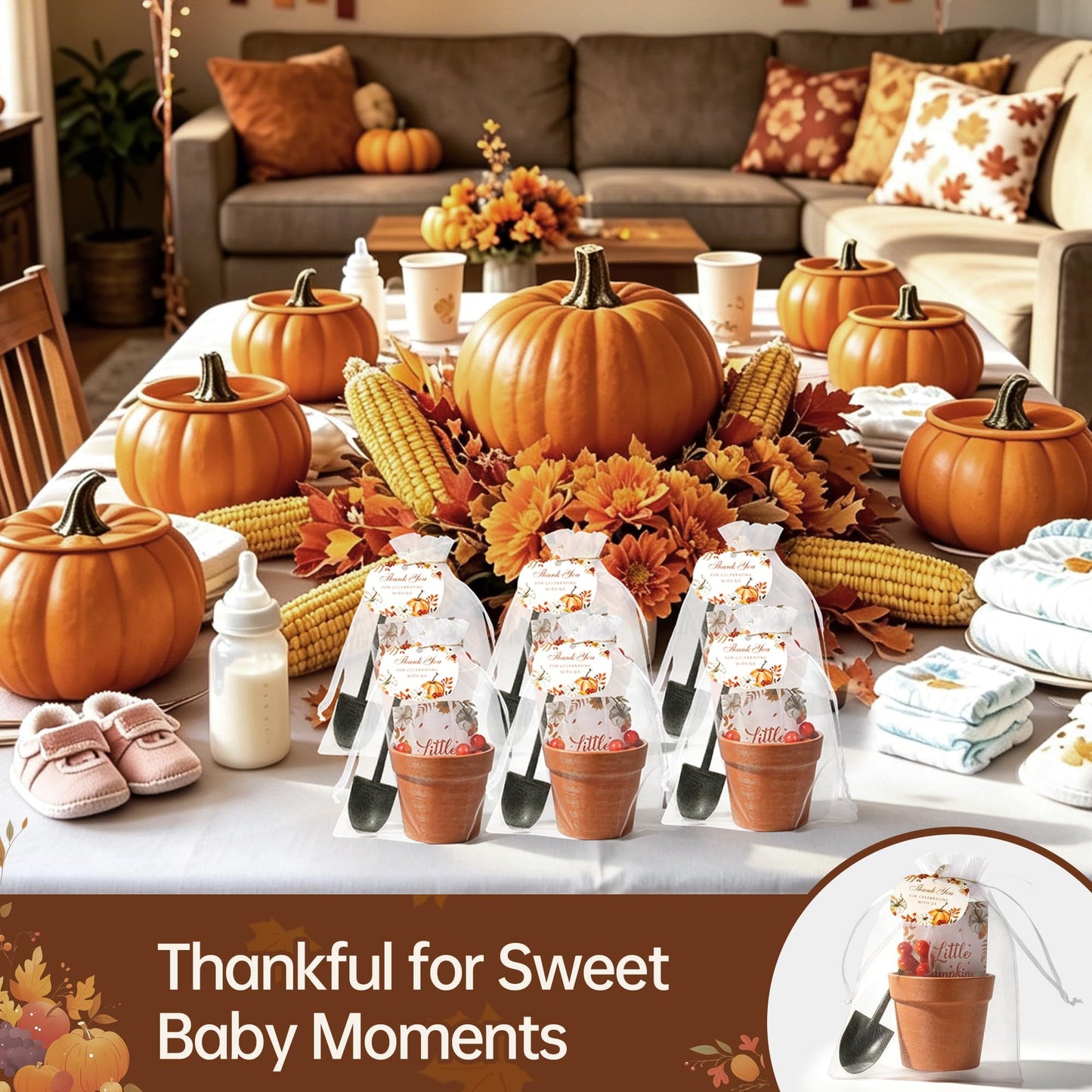 Aneco 24 Set Little Pumpkin Baby Shower Party Favors Seed Packet for Guests