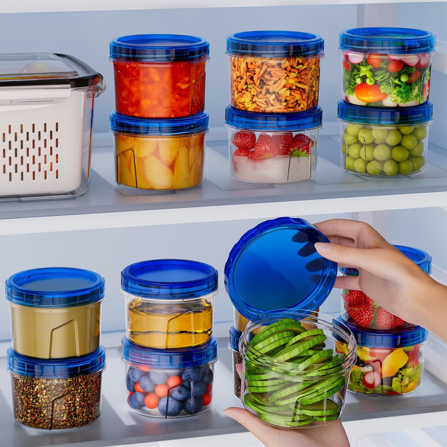 Winproper 6 Pack-16 OZ Freezer Storage Containers, Small Plastic Containers with Twist Top Lids, Round Food Storage Containers, Reusable Soup Container Microwave/Dishwasher Safe