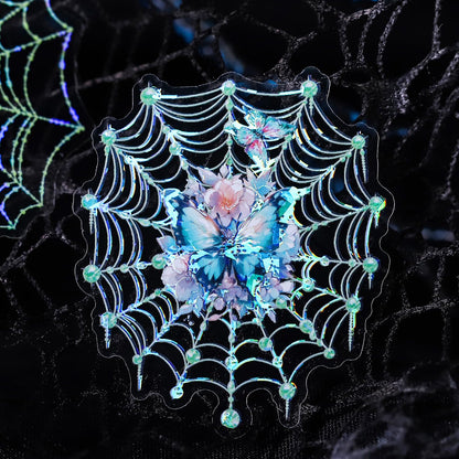MiyouLuna 40Pcs Spider Mesh PET Stickers, Large Holographic Stickers for Scrapbooking, DIY Crafts, Journaling Supplies & Junk Journal Ephemera