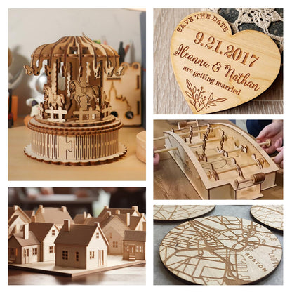 VKIZA 54 Packs Basswood Sheets 12"x12"x1/8", 3mm Basswood for Laser Cutting and Engraving, Thin Plywood Board Unfinished Wood for Crafts, DIY Ornaments and Architectural Model, Wood Burning.