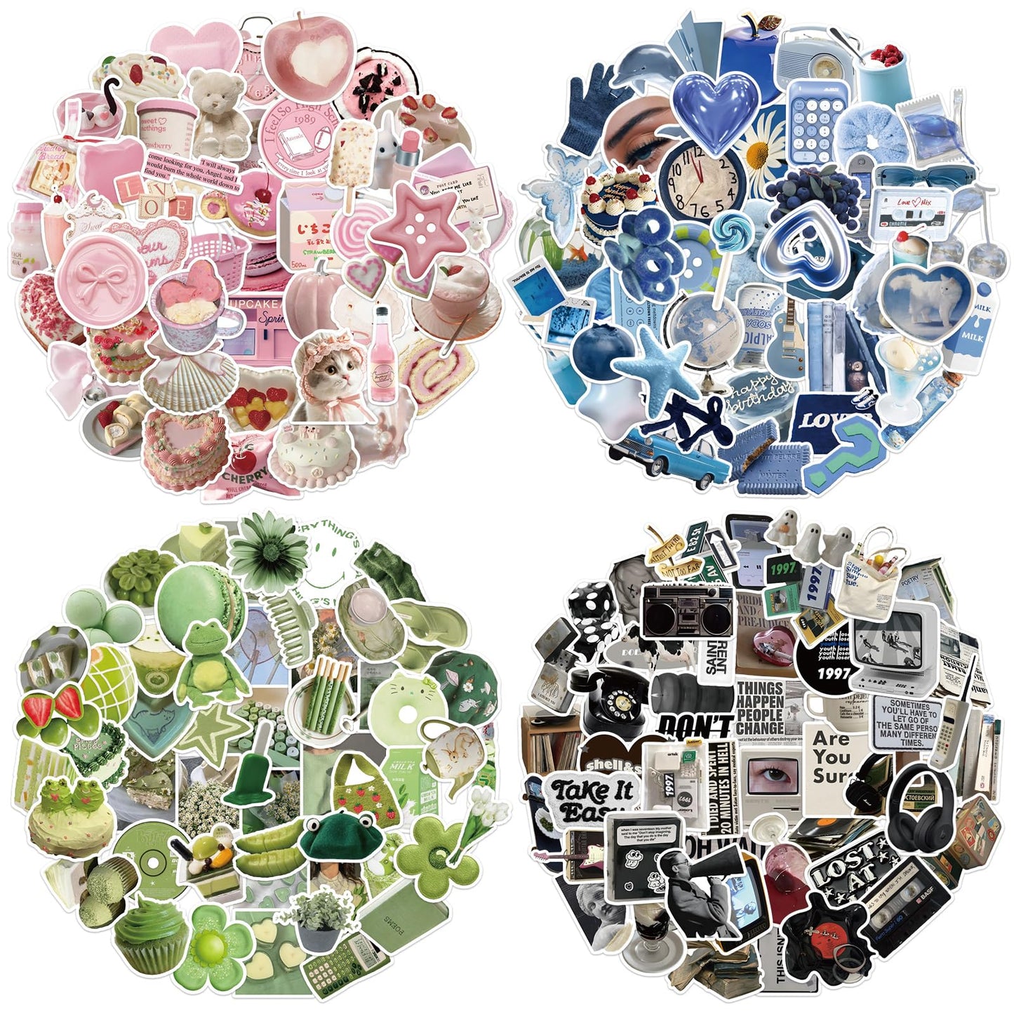 400 PCS Cute Stickers,Aesthetic Motivational and Inspirational Stickers for Adults, Teens, Laptops, Water Bottles, Journals, INS Style Summer Sticker for Journaling, Planners and Scrapbooks