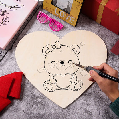 AWIZOM 3 Pcs 14 Inch Unfinished Wooden Hearts for Crafts Blank Wooden Heart Cutouts 1/4 Thick Large Wood Heart Slices for DIY Crafts Project, Painting, Door Hanger, Sign Making, Laser Engraving