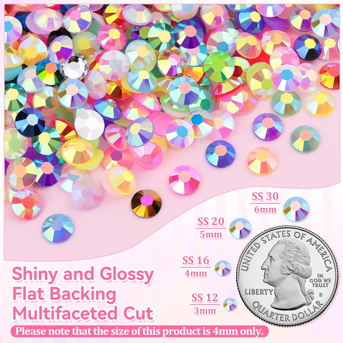 16000Pcs Resin Rhinestones for Bedazzling Kit, Mixed-Color 4mm Bedazzled Crystal with 3Pcs 10ml B7000 Jewelry Glue, Flatback Gems for DIY Crafts Clothing Nail Art Makeup