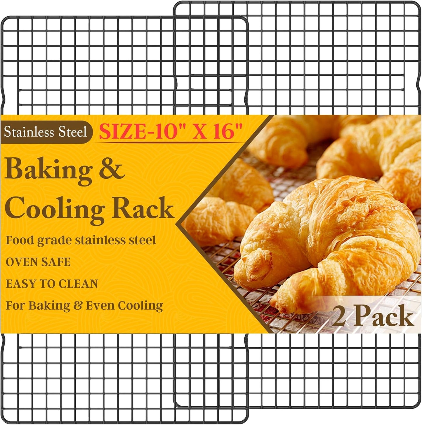 Skiennix Cooling Racks - Heavy Duty Stainless Steel Wire Rack for Baking & Grilling | 10" x 16" - Oven & Dishwasher Safe