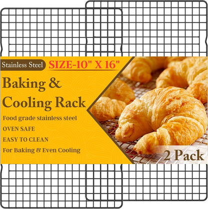 Skiennix Cooling Racks - Heavy Duty Stainless Steel Wire Rack for Baking & Grilling | 10" x 16" - Oven & Dishwasher Safe
