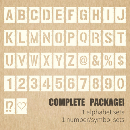 42pcs Traceable Interlocking Stencil Template Set, 3 Inch Reusable Letter Stencils for Painting, Alphabet Numbers and Symbols for Bullet Journal Canvas Rock Sign Wall Art Fabric Chalkboard