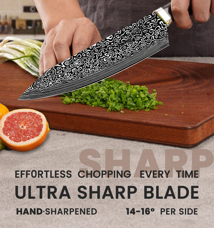 Knife Set, 15 Pieces Kitchen Knife Set with Built in Sharpener, High Carbon German Stainless Steel Knife Block Set, Dishwasher Safe, Mothers Day Gifts