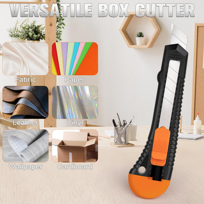 TIFICAL 40 Pack Box Cutter Retractable Bulk, Box Cutters, Utility Knife, Box Cutter for Paper, Cardboard, Plastic, Leather, Razor Knife, 18mm Wide Blade,Retractable Heavy Duty