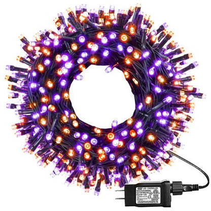 kemooie 164 FT 250 LED Halloween Lights, Black Wire Plug in Fairy Lights with Timer Function, Waterproof String Lights with 8 Modes for Outdoor Halloween Party Porch Patio Garden Decoration