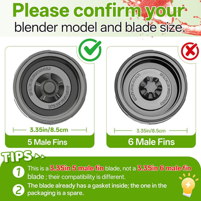 Ninja Blender Replacement Blade Assembly - 5 Fins Extractor Blade, 3.35in Compatible with QB3000 Series