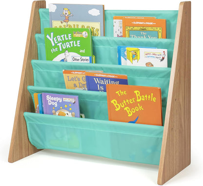 4-Tier Humble Crew Kids Bookshelf, Front-Facing Book Display Organizer, Montessori Toddler Bookcase for Playroom