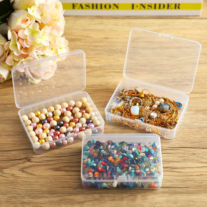 SATINIOR 48 Packs Clear Small Plastic Containers Transparent Storage Box with Hinged Lid for Small Items Crafts Jewelry (4.4 x 3.3 x 1.2 Inch)