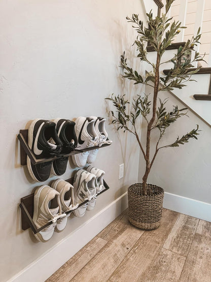 Set of 2 Wall Shoe Rack - Space Saving Wall Mounted Shoe Organizer - Durable Shoe Holder for Small Spaces - Wall Shelf