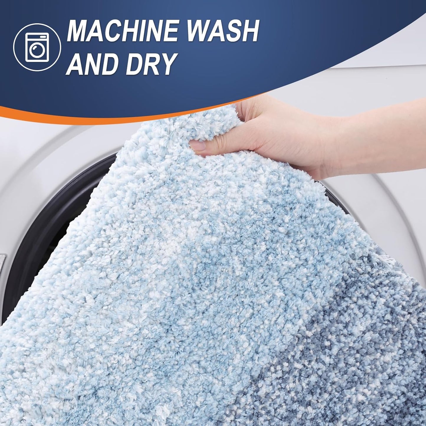 OLANLY Bathroom Runner Rug - Extra Soft Microfiber, Quick Dry, Machine Washable | 47x20, Blue