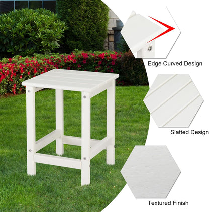 Kcelarec 1-White) Patio Side Table, Pool Composite Patio Table,HDPE End Tables for Backyard,Pool, Indoor Companion