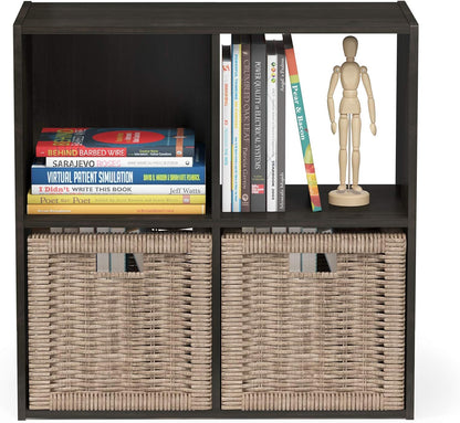 Furinno Pelli Cubic Storage Cabinet, 2x2, Espresso Finish